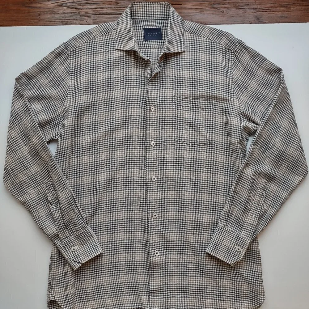 Calder Carmel Limited Edition Mens Button Up Plaid Shirt Business Casual Medium